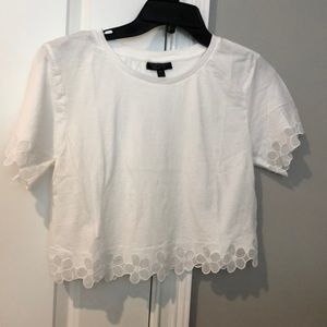 Top shop White crop top  with floral detail